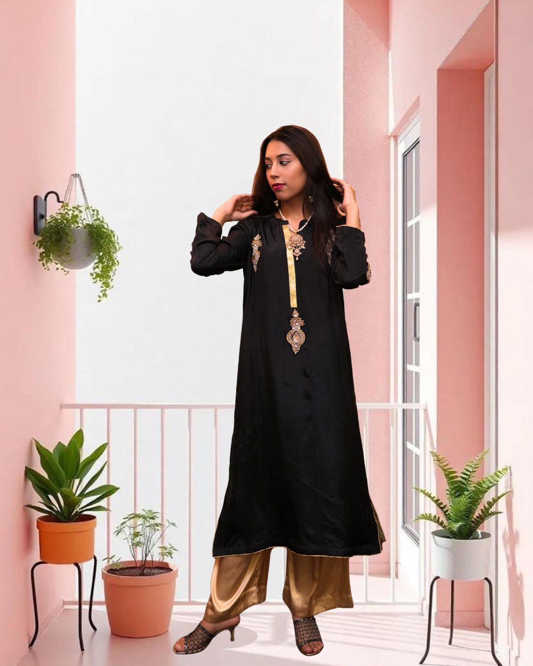 Black Pure Silk Long Shirt - The Custom Suits