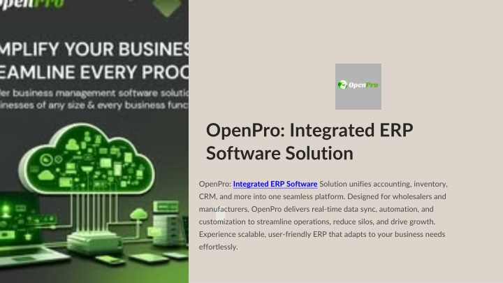 PPT - OpenPro: Integrated ERP Software Solution PowerPoint Presentation - ID:14808809