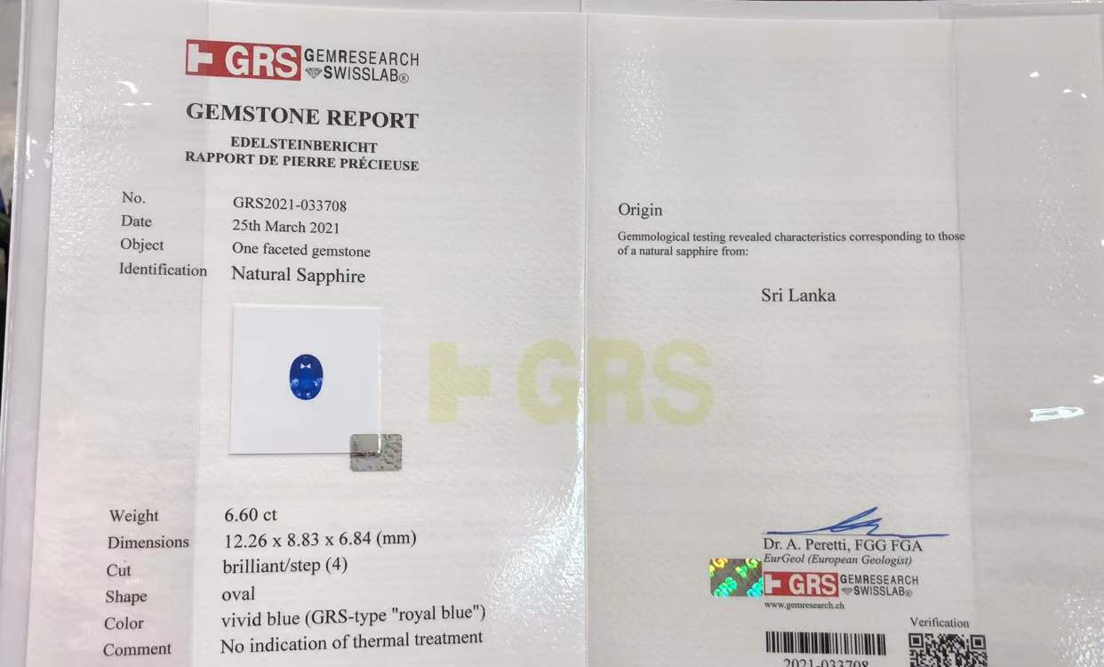 Sri Lanka Sapphire Melbourne – Natural 6.6ct Royal Blue