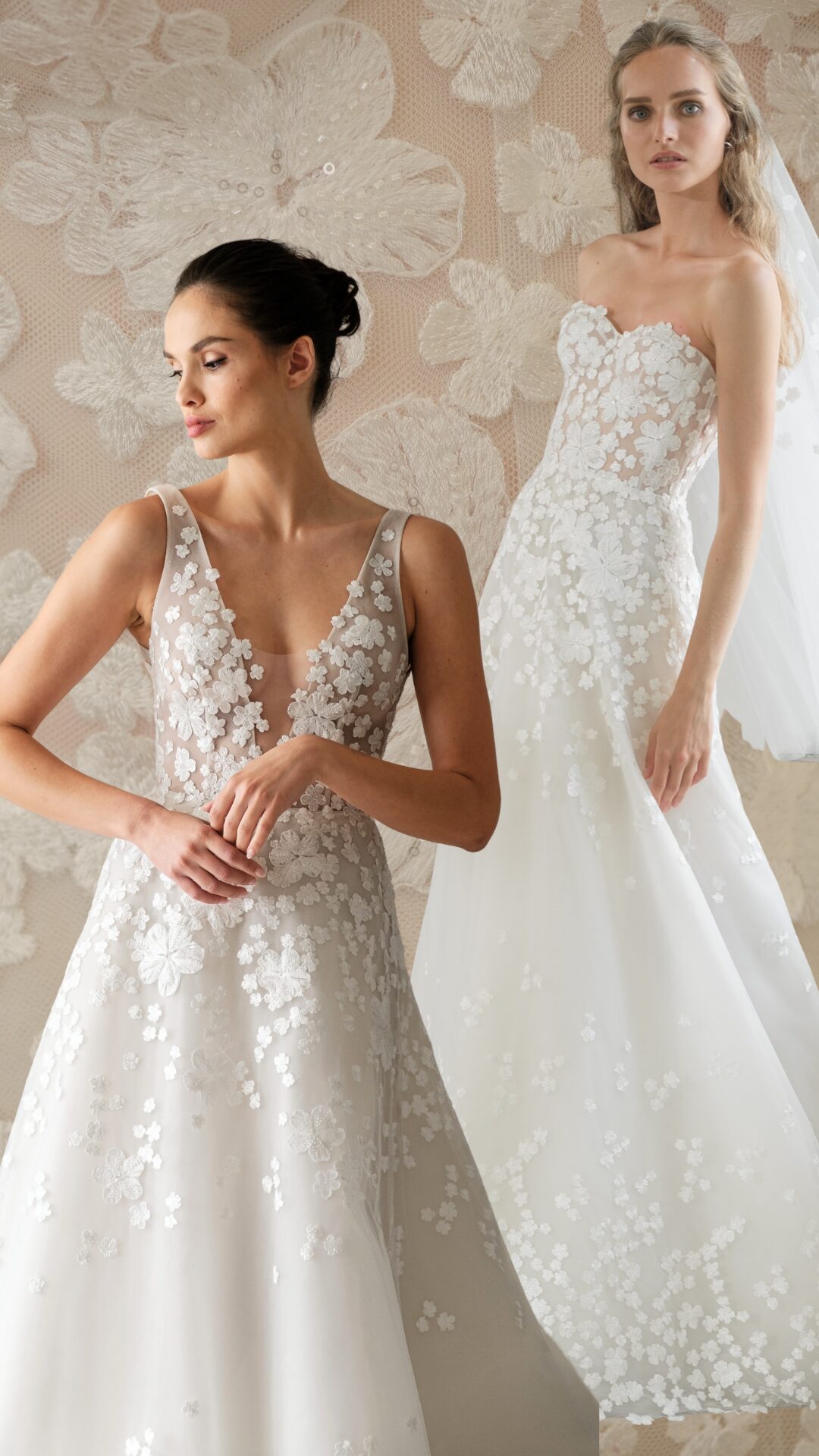 Ness & Nessia: Couture Twin Bridal Gowns by Mira Zwillinger