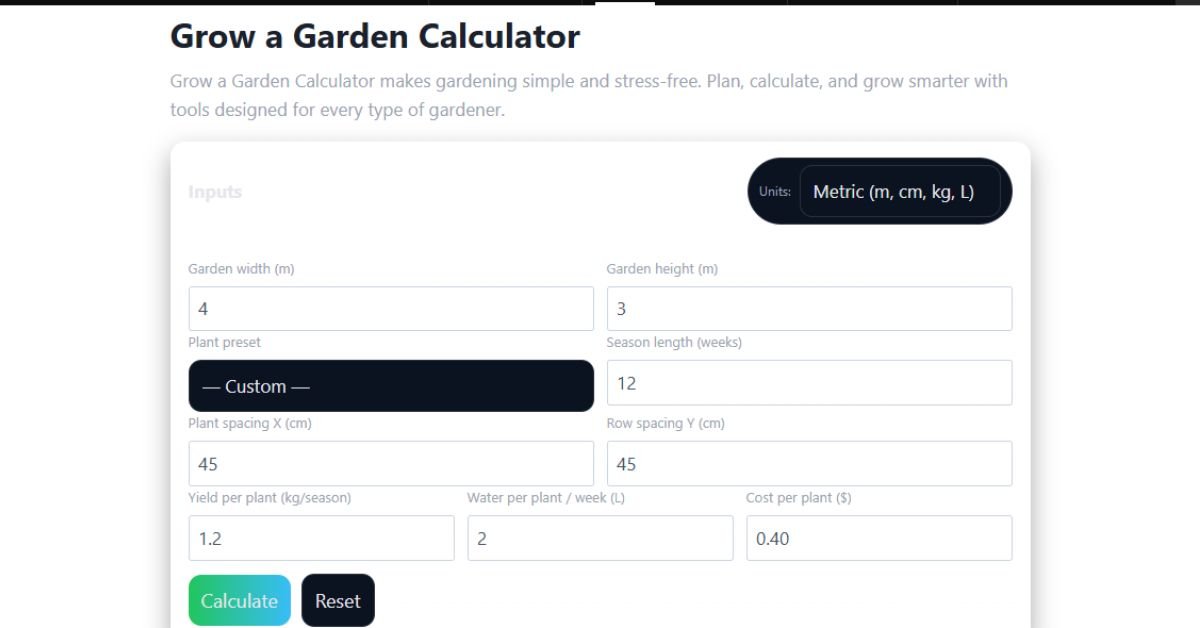 Grow a Garden – Working Calculator (No Graphics)