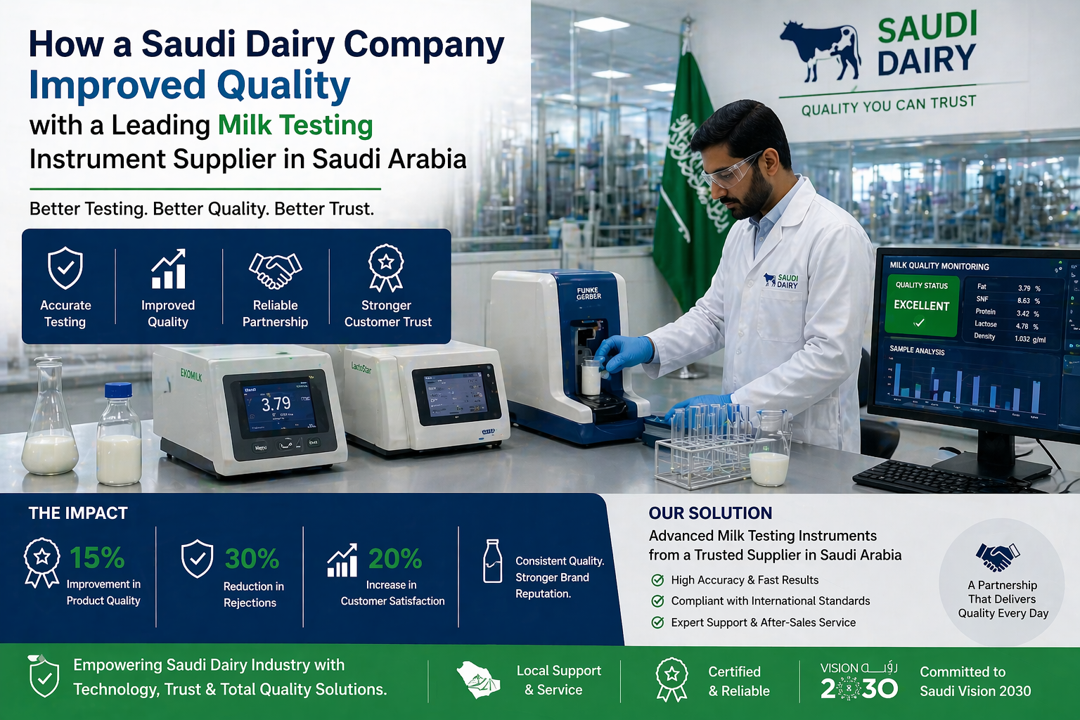 How a Saudi Dairy Company Improved Quality with a Leading Milk Testing Instrument Supplier in Saudi Arabia – Ksa Apex Instruments