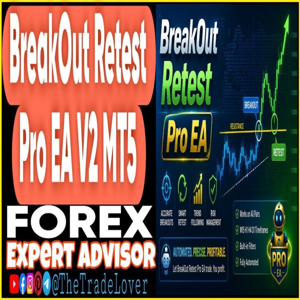 Breakout Retest Pro EA v2.0 MQ5 Source Code (Works on Build 5836) | Forex Robot | MT5 Expert Advisor - The Trade Lovers
