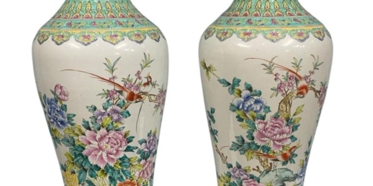 Pair Chinese Porcelain Vases Famille Rose Baluster China – Timeless Oriental Elegance by Canonbury Antiques